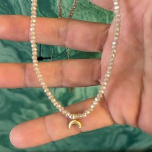 Erin Gray pink adjustable choker with gold lunula